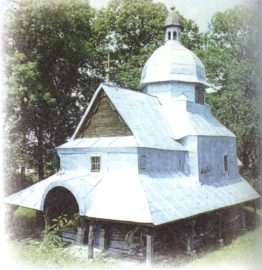 Wooden church of St. Nicholas, 1691. Photo from "The land of Ternopil'" guidebook (Ternopil': Dzhura, 2003), p. 228